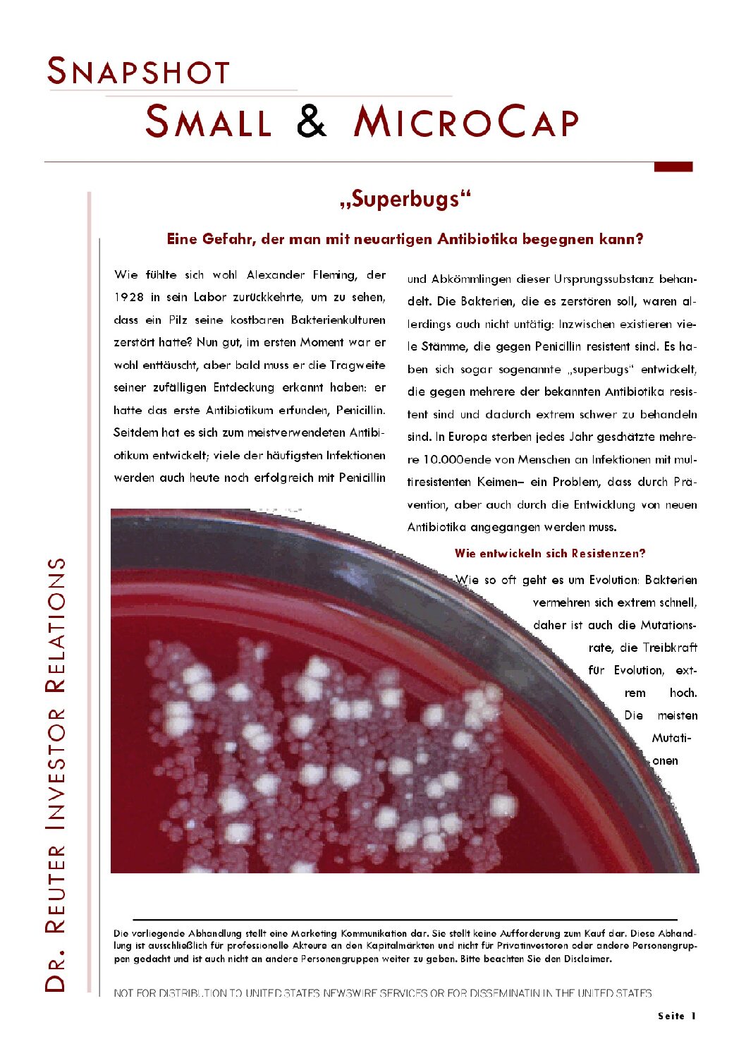 Snapshot 08.06.2021 Phylogica: Superbugs – Eine Gefahr, der man mit neuartigen Antibiotika begegnen kann?